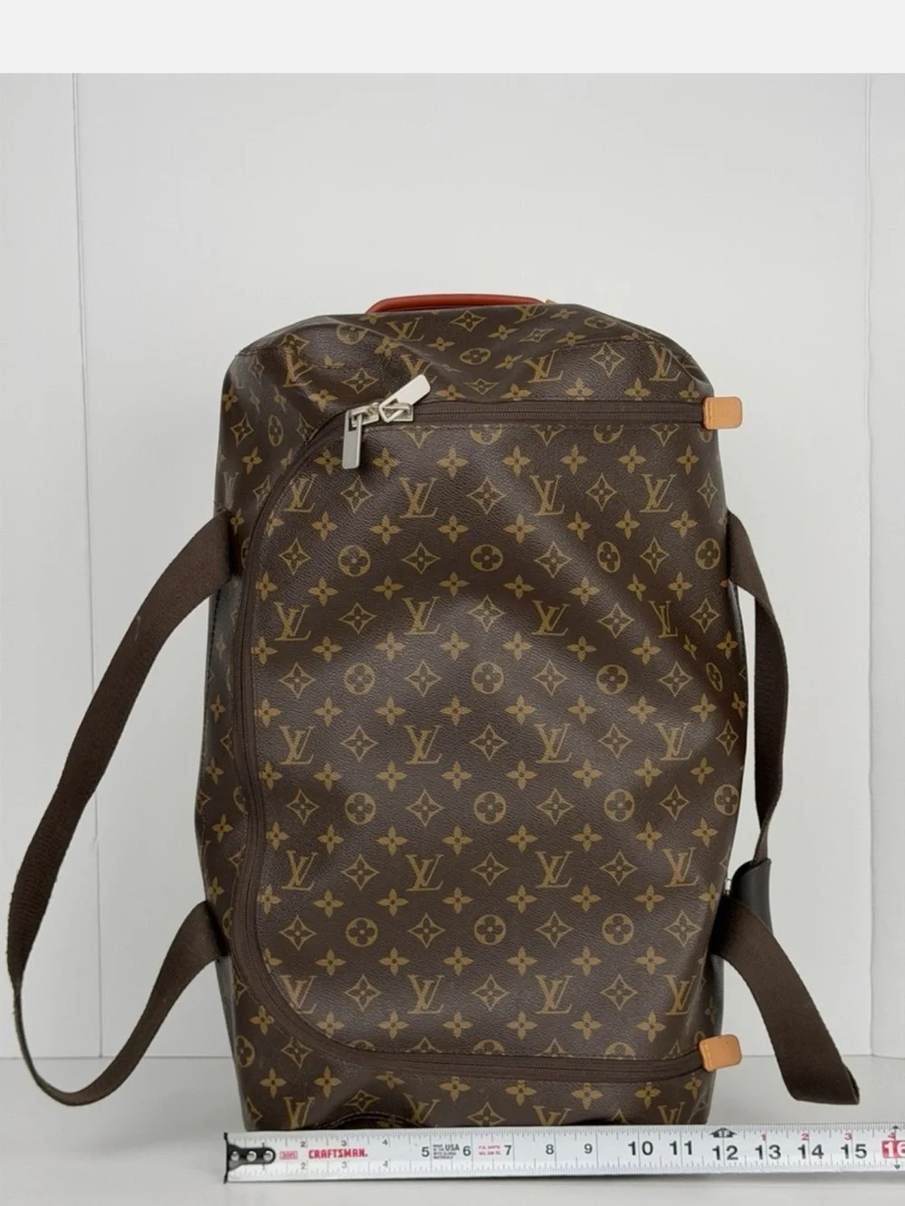 Louis Vuitton Monogram Rolling Travel Bag in Brown with Tan Trim